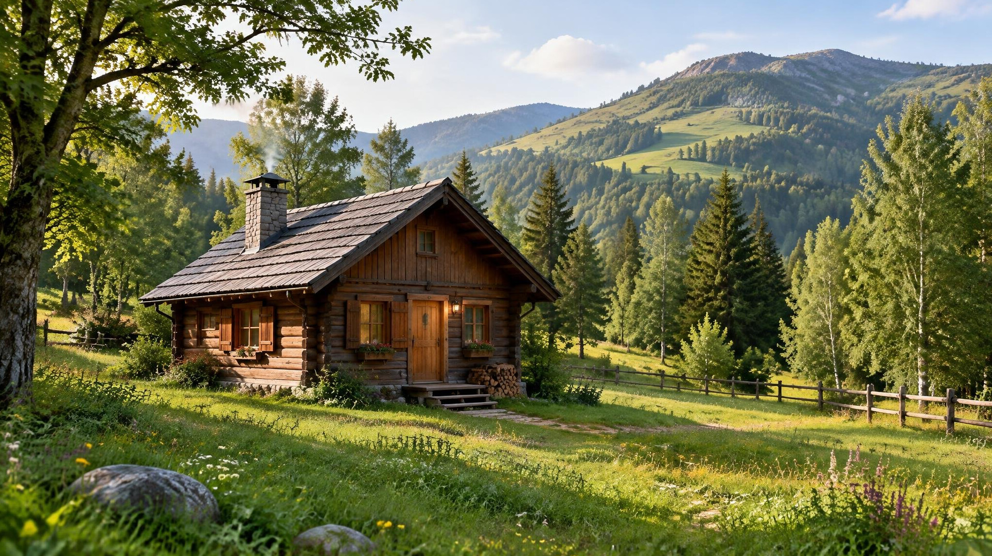 Small wooden cabin surrounded by nature