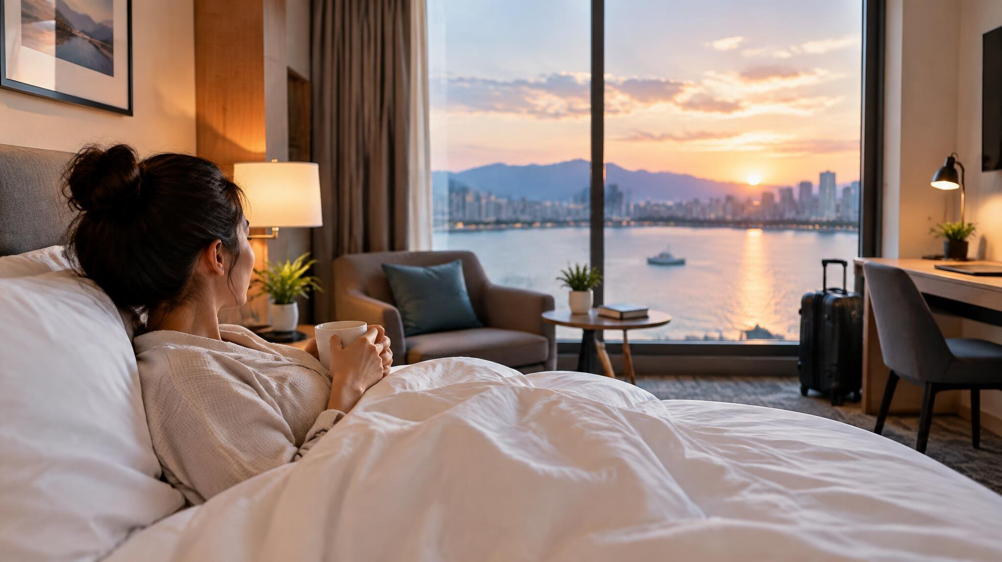 comfortable hotel room with view