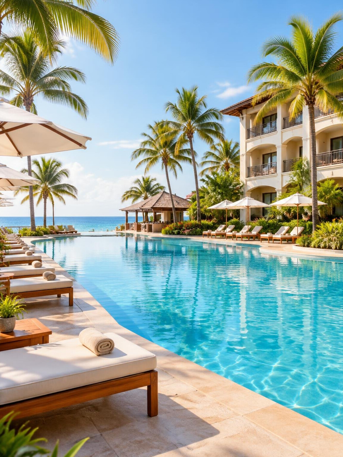 Luxury resort hotel with swimming pool