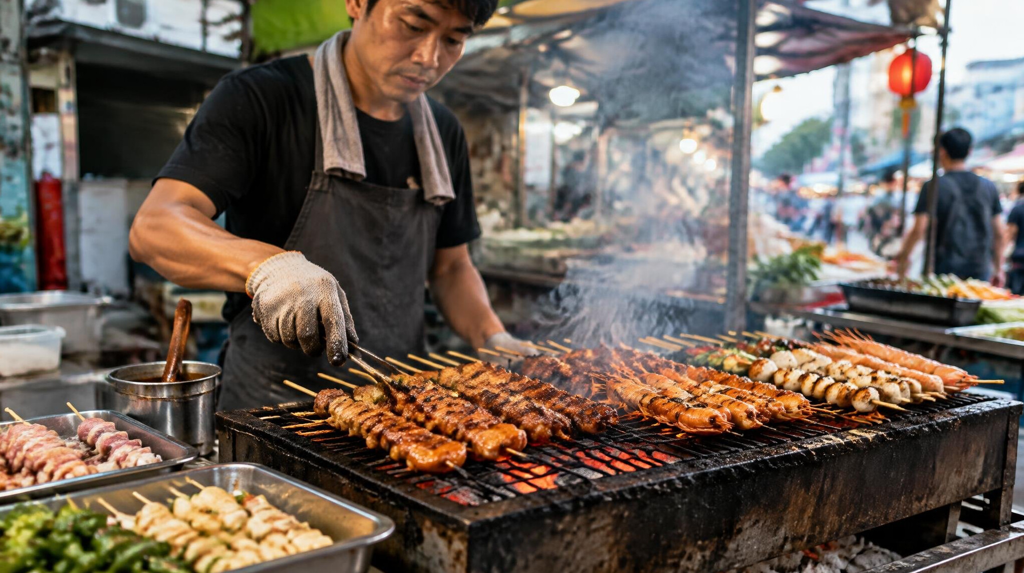 street food vendor cooking